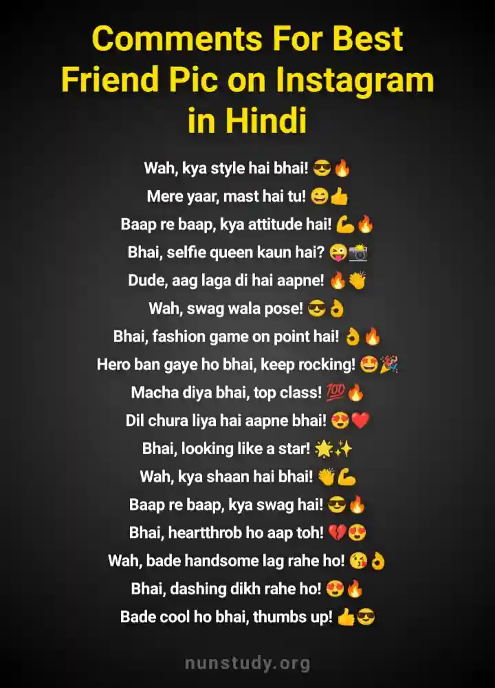 Hindi Comments For Boy Pic on Instagram